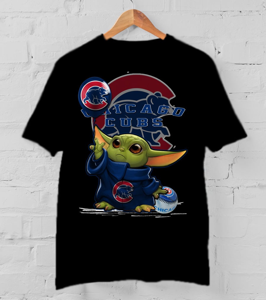Chicago Cubs Yoda Holding Baseball Balloon T-Shirt