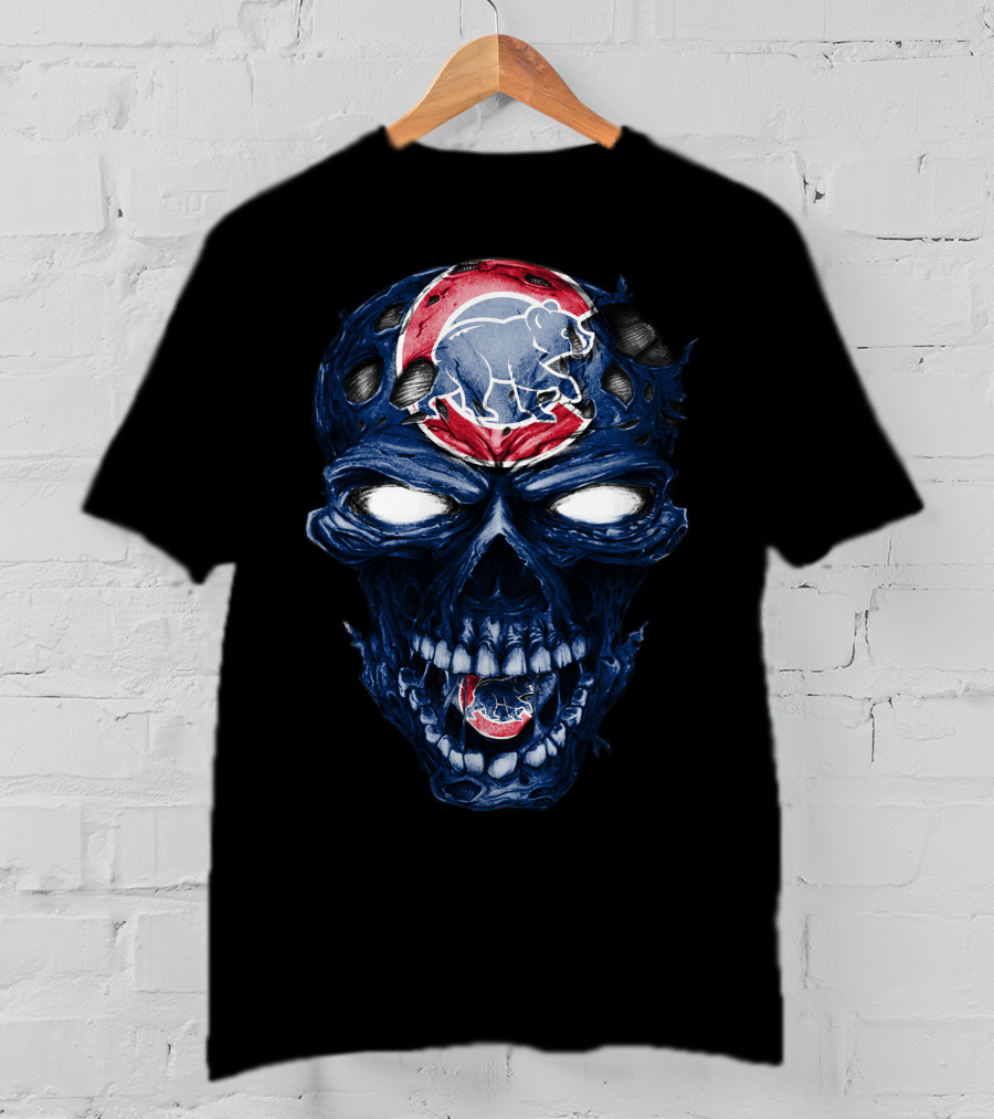 Chicago Cubs Skull Bear Emblem T-Shirt