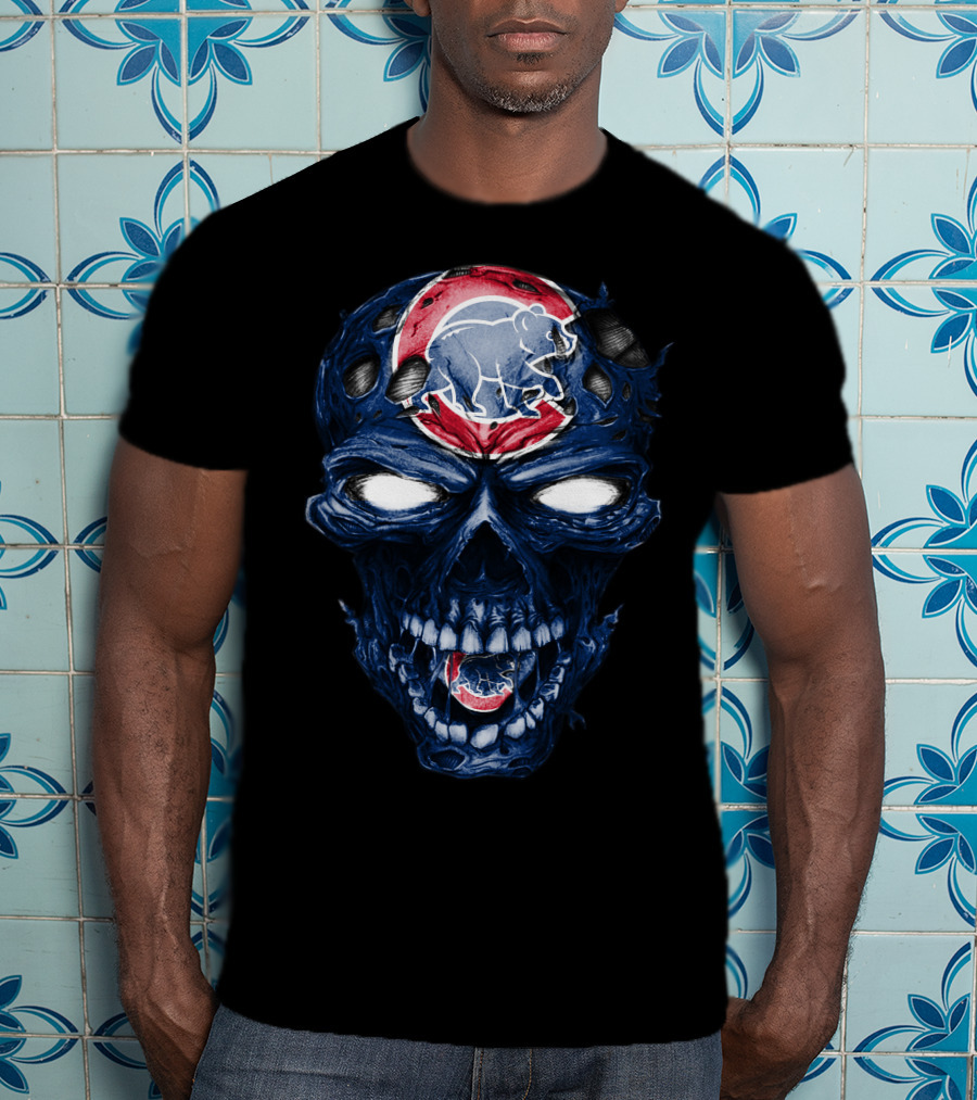 Chicago Cubs Skull Bear Emblem T-Shirt
