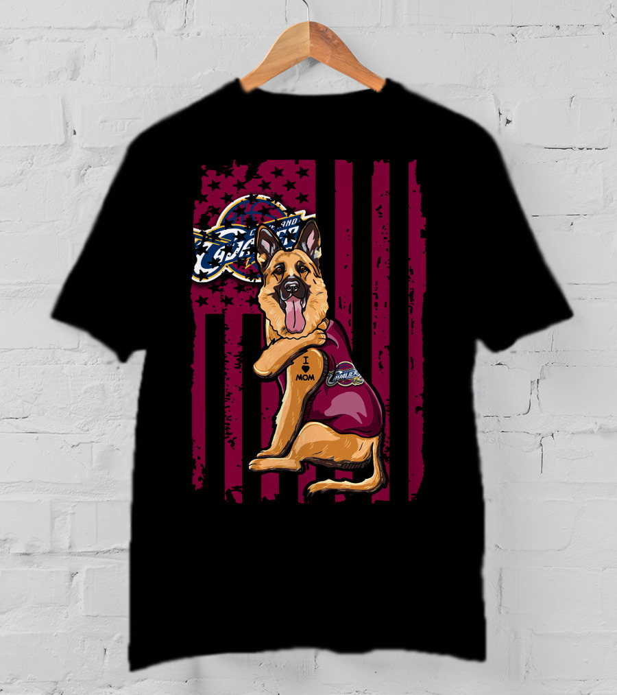 German Shepherd Cleveland Cavaliers Logo Tattoo I Mom T-Shirt