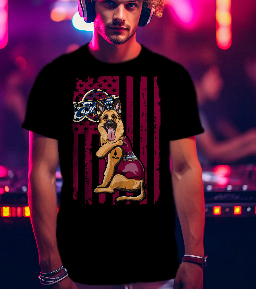 German Shepherd Cleveland Cavaliers Logo Tattoo I Mom T-Shirt