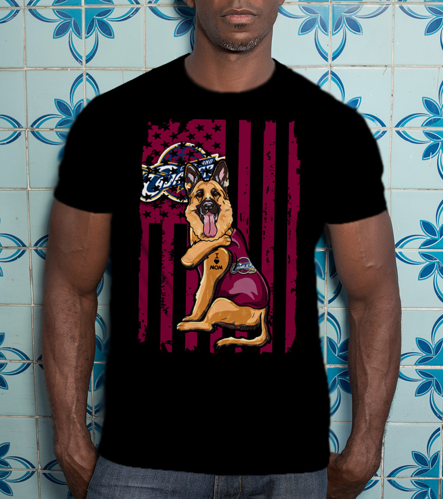 German Shepherd Cleveland Cavaliers Logo Tattoo I Mom T-Shirt