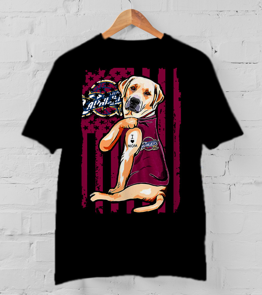 Labrador Retriever I Love Mom Cleveland Cavaliers Logo Combination T-Shirt