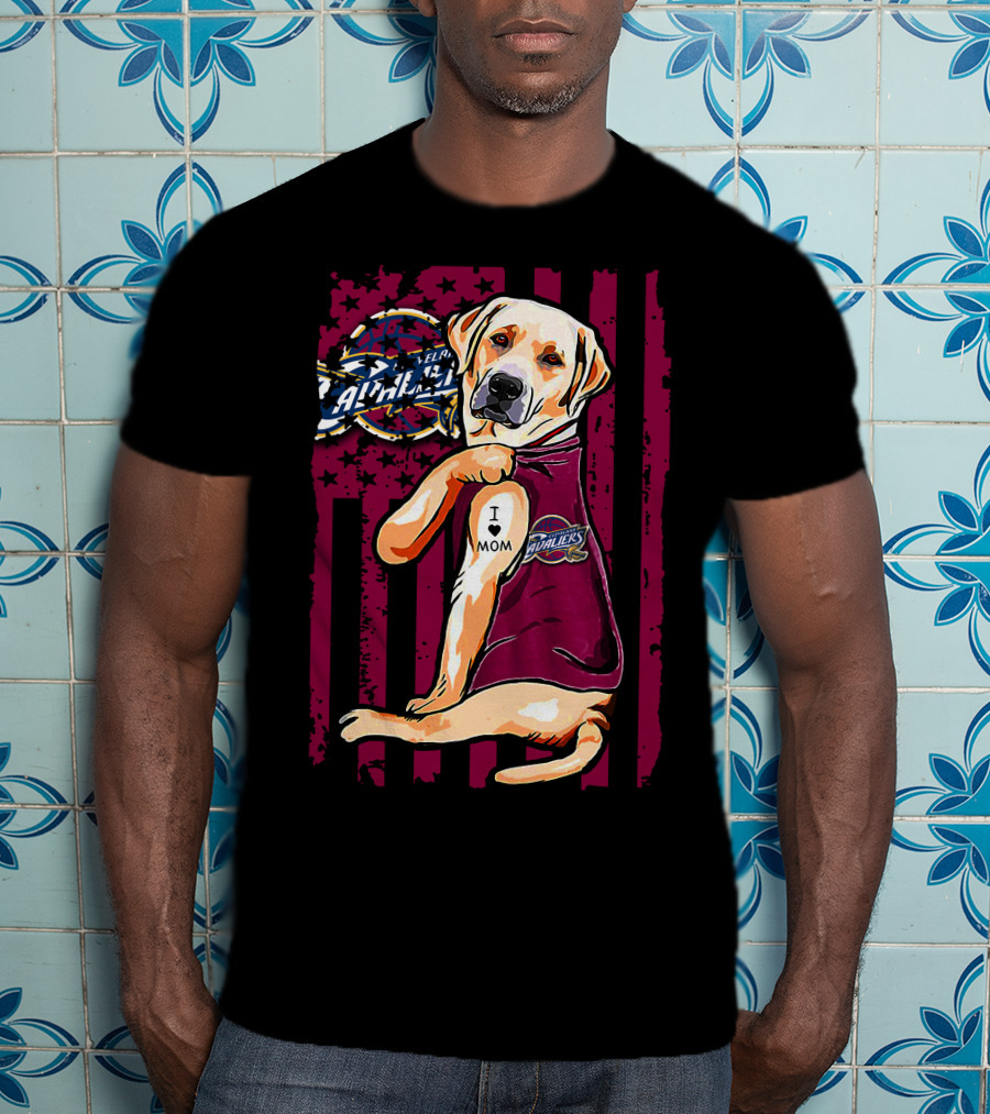 Labrador Retriever I Love Mom Cleveland Cavaliers Logo Combination T-Shirt
