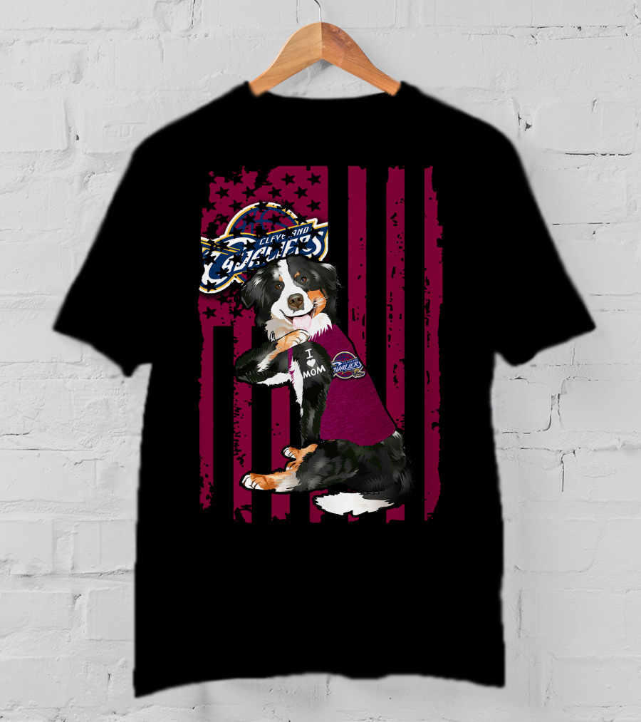 Cleveland Cavaliers Border Collie I Love Mom T-Shirt