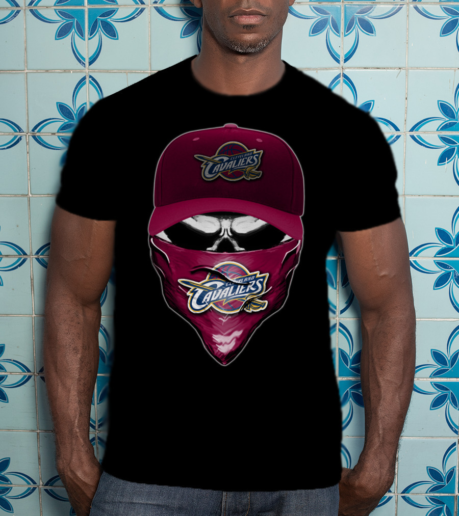 Skull Cleveland Cavaliers Logo Bandana And Cap T-Shirt