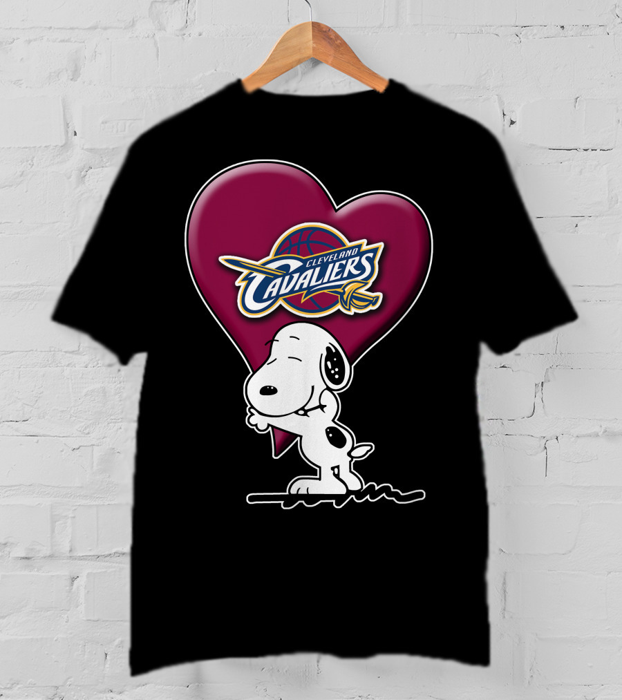 Snp V1 Cleveland Cavaliers Heart Basketball Snoopy Hugging T-Shirt