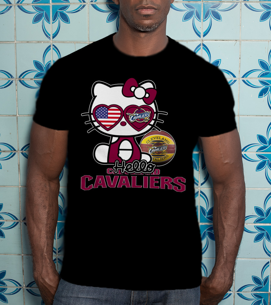 Hello Kitty Cleveland Cavaliers American Flag Basketball Cavaliers T-Shirt