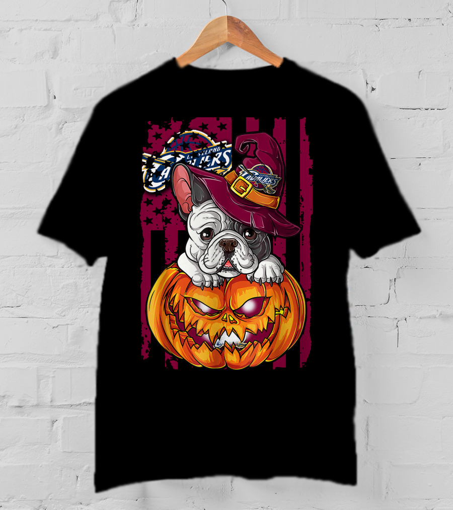 Cleveland Cavaliers Halloween Bulldog Pumpkin Wizard T-Shirt