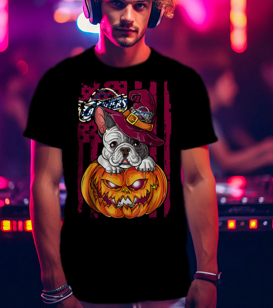 Cleveland Cavaliers Halloween Bulldog Pumpkin Wizard T-Shirt