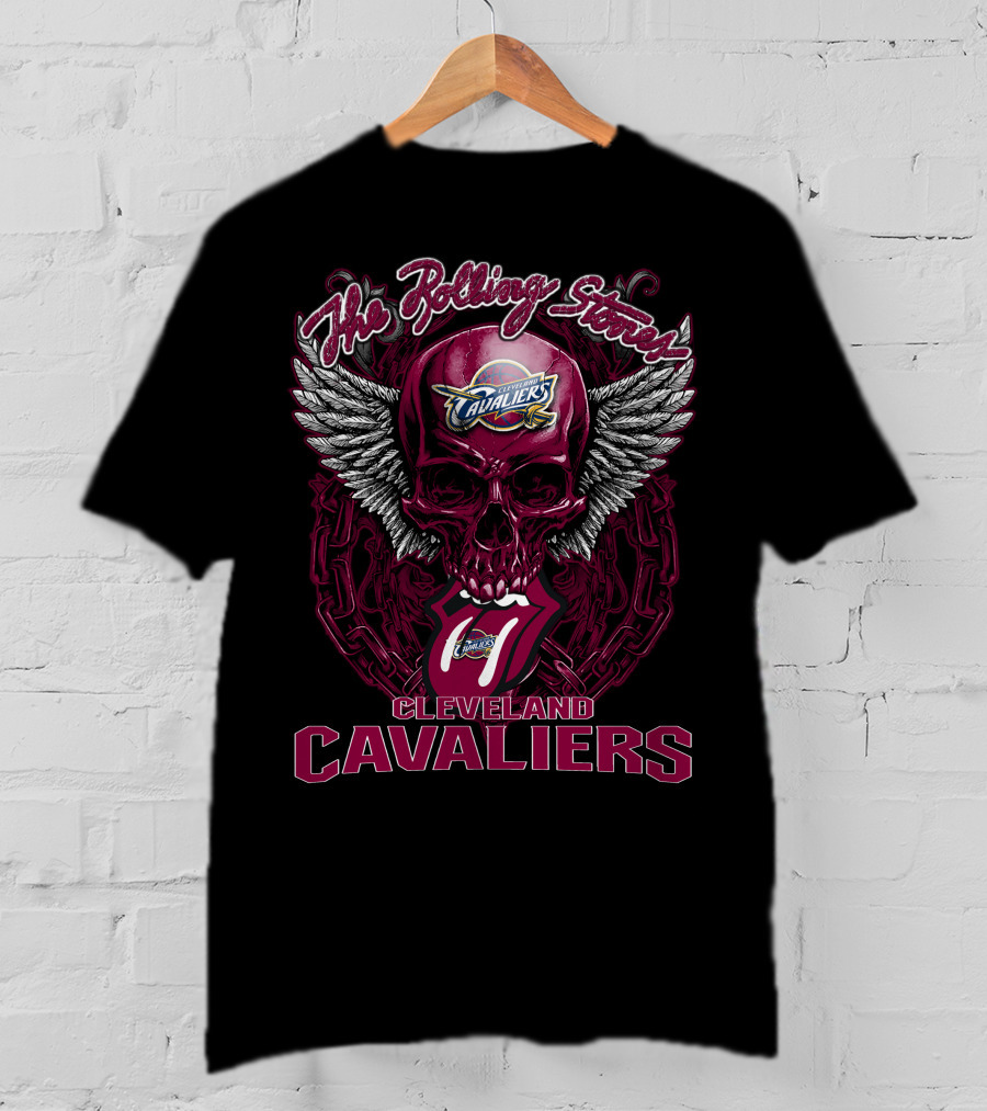 The Rolling Stones Cleveland Cavaliers Skull Winged Logo Mashup T-Shirt