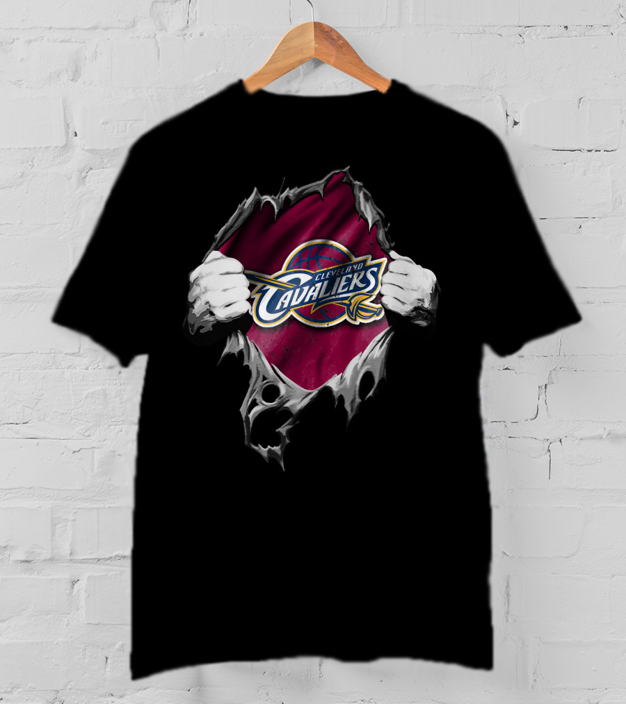 Torn Effect Cleveland Cavaliers Logo With Ripped Hands T-Shirt