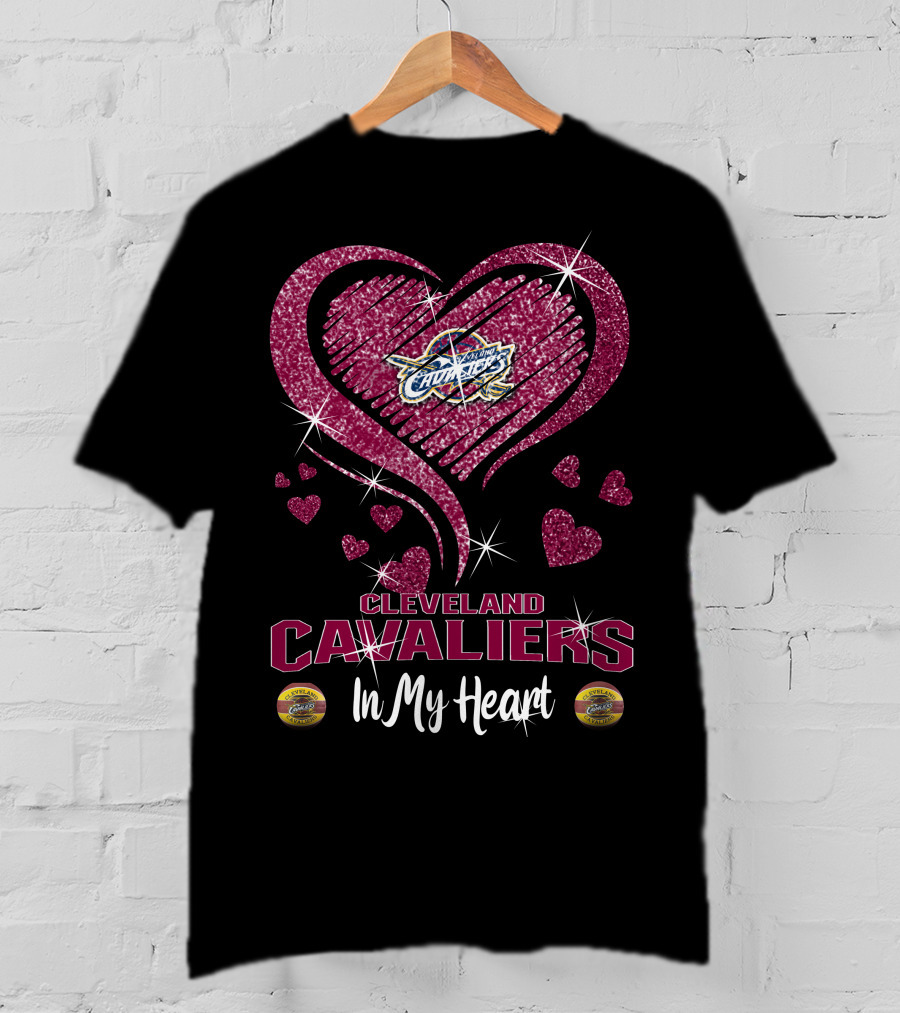 Cleveland Cavaliers In My Heart Sparkling Hearts T-Shirt