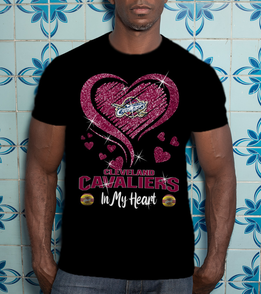 Cleveland Cavaliers In My Heart Sparkling Hearts T-Shirt
