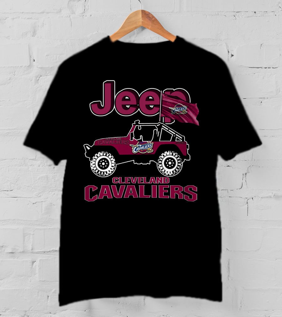 Jeep Cleveland Cavaliers Off-Road Adventure Vehicle With Team Logo Flag T-Shirt