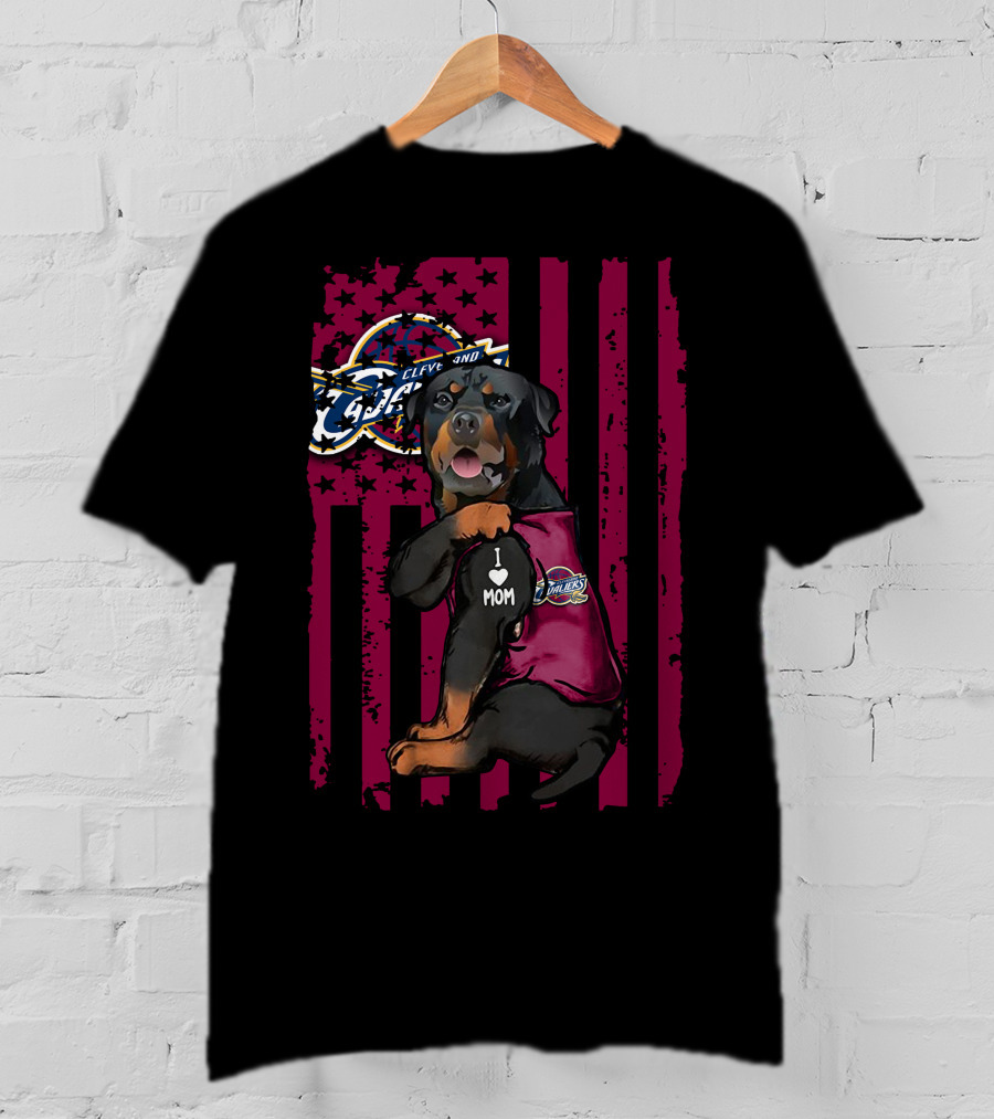 Rottweiler Cleveland Cavaliers I Love Mom Team Spirit Fan T-Shirt