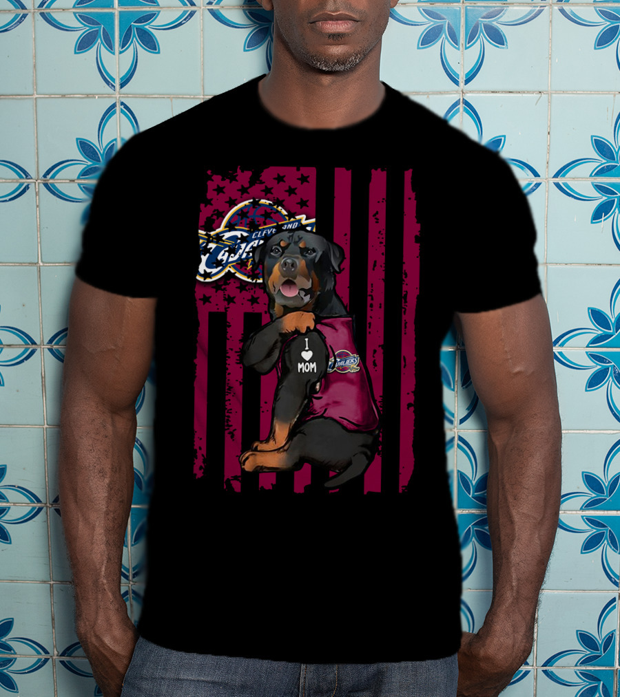 Rottweiler Cleveland Cavaliers I Love Mom Team Spirit Fan T-Shirt
