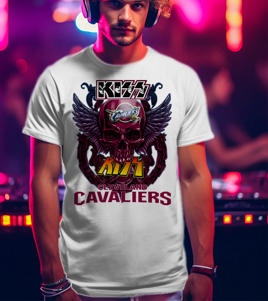 Kiss Cleveland Cavaliers Skull Wings T-Shirt