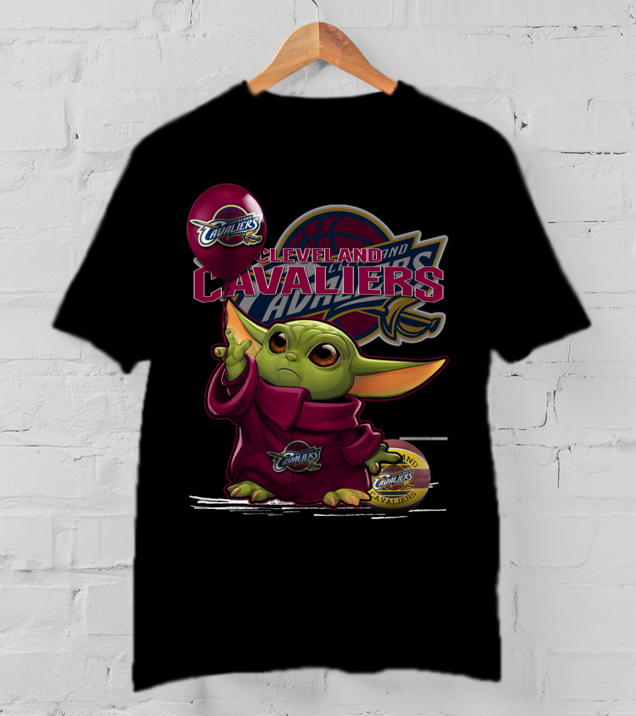 Cleveland Cavaliers Yoda Fan Art With Logo And Basketball T-Shirt
