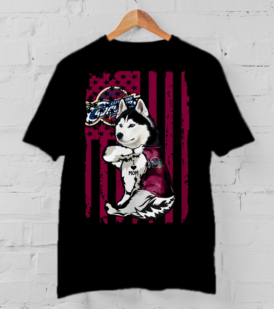 Cleveland Cavaliers Siberian Husky I Love Mom T-Shirt