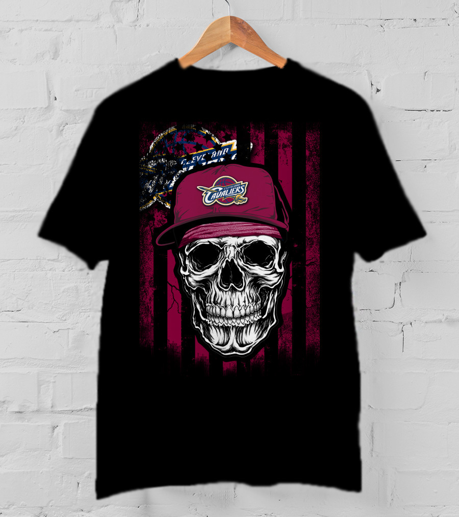 Cleveland Cavaliers Skull With Logo Hat T-Shirt