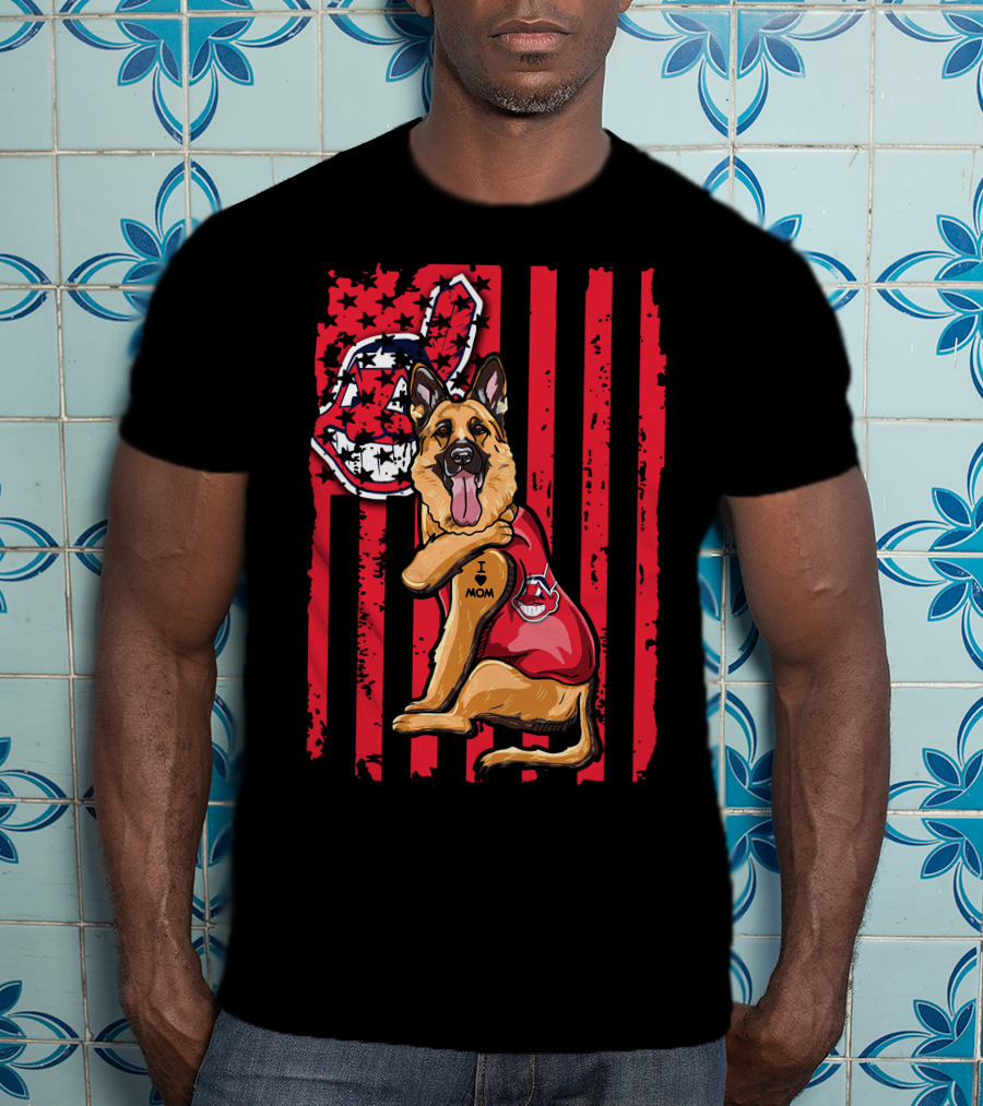 German Shepherd Cleveland Indians Flag And Team Spirit T-Shirt
