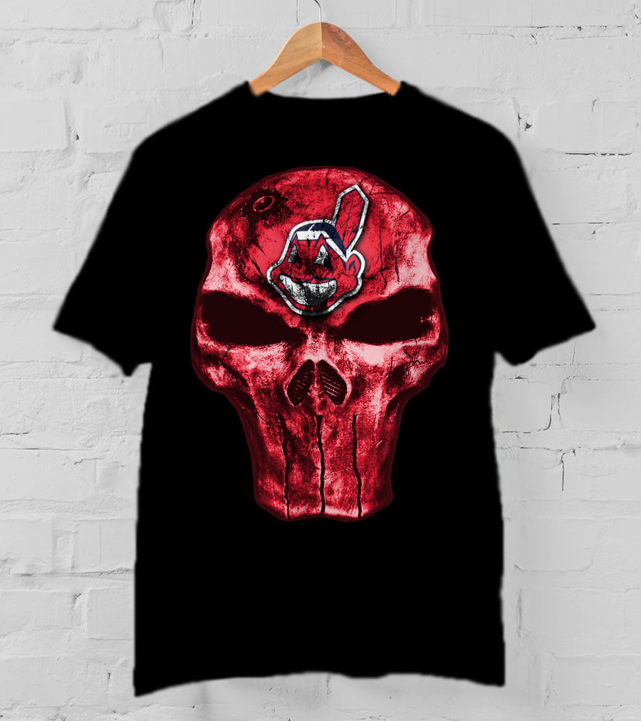 Skull With Chief Wahoo Cleveland Indians T-Shirt