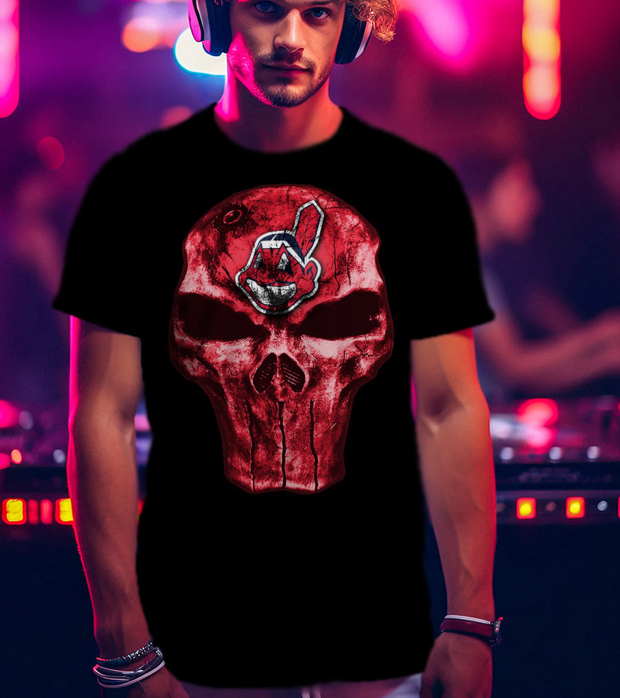 Skull With Chief Wahoo Cleveland Indians T-Shirt