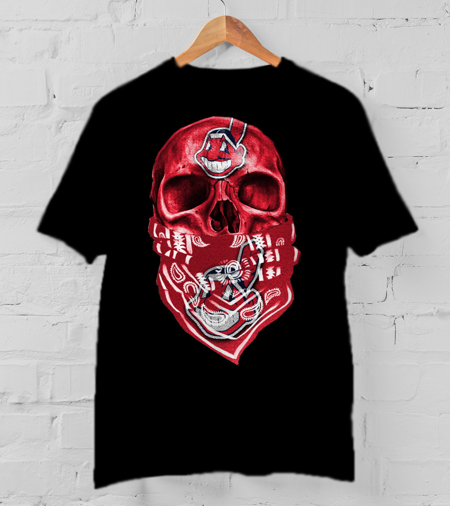 Skull Cleveland Indians Logo Bandana T-Shirt
