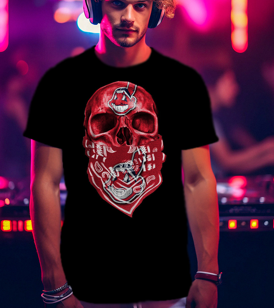 Skull Cleveland Indians Logo Bandana T-Shirt