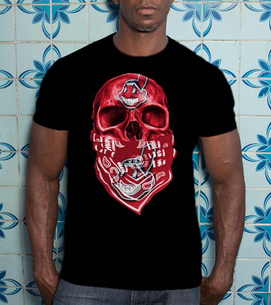 Skull Cleveland Indians Logo Bandana T-Shirt