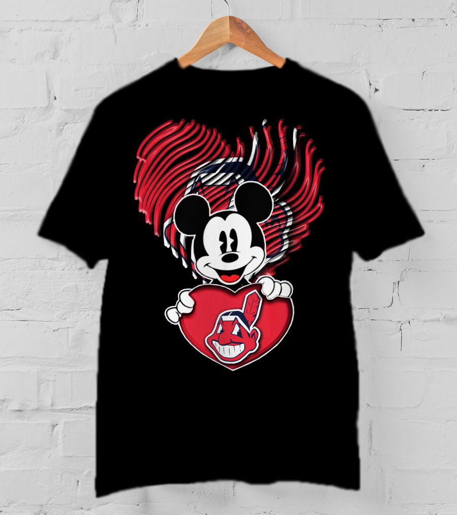 Mick Cleveland Indians Heart Logo Fusion T-Shirt