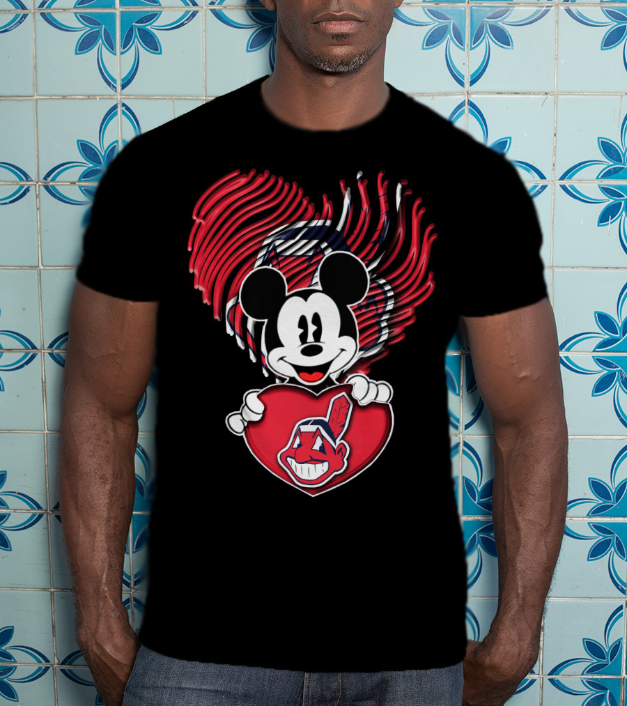 Mick Cleveland Indians Heart Logo Fusion T-Shirt