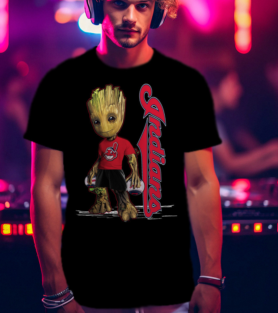 Groot Indians Baseball Character With Team T-Shirt