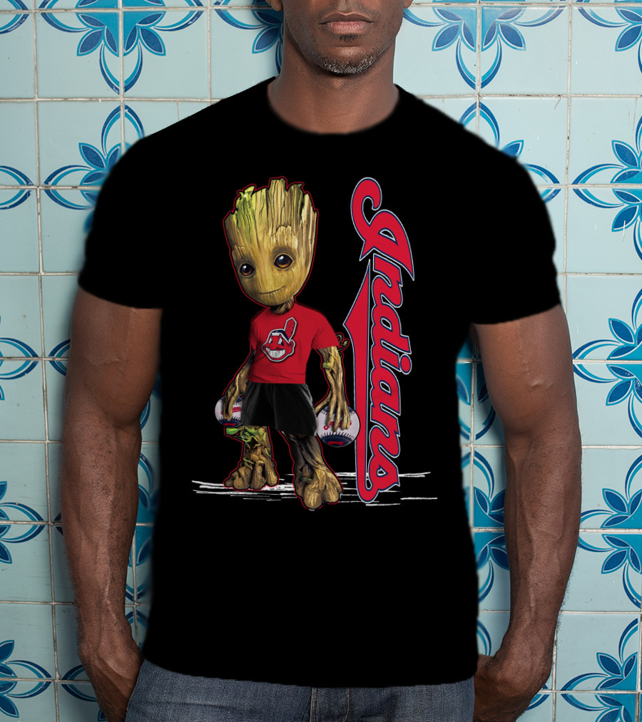 Groot Indians Baseball Character With Team T-Shirt