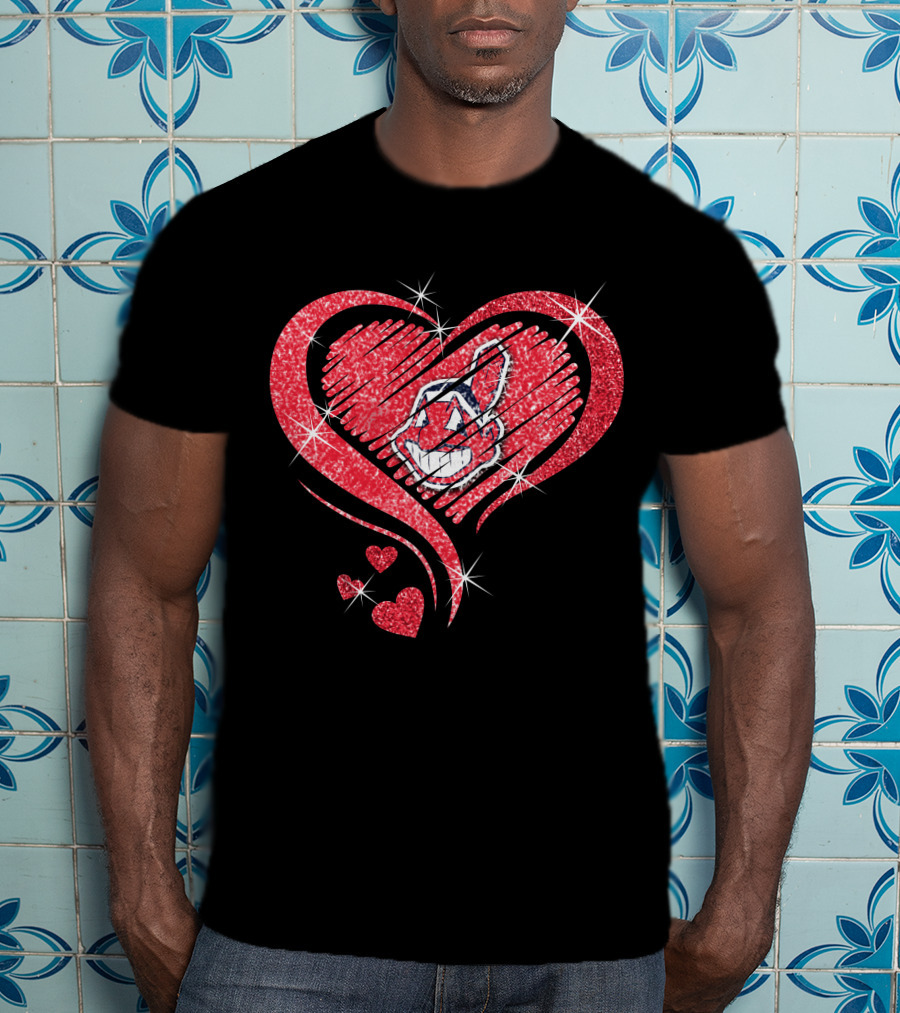 Heart Diamond Cleveland Indians Sparkle T-Shirt