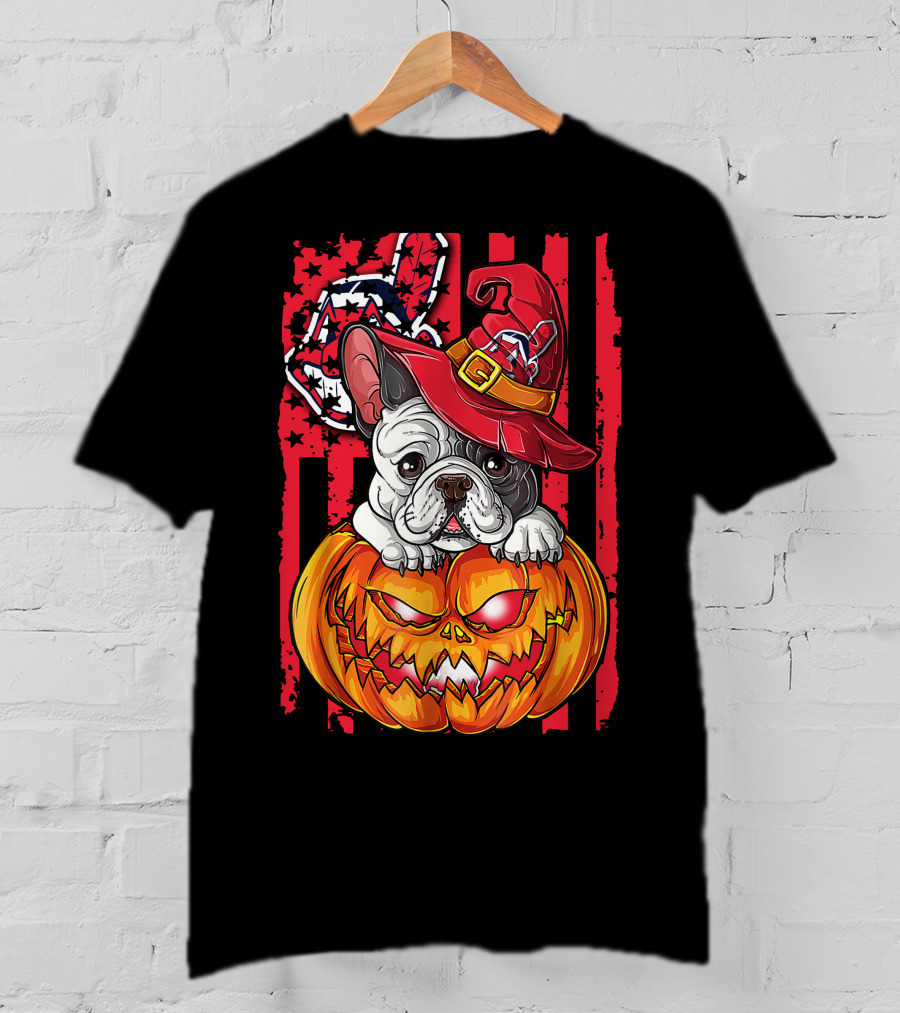 Hlw Bulldog Cleveland Indians Halloween Pumpkin Wizard Hat T-Shirt