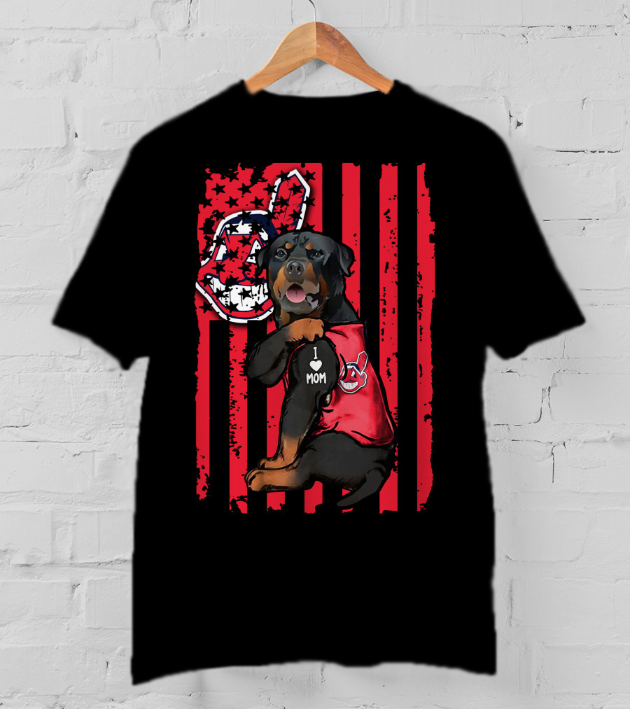 Rottweiler I Love Mom Cleveland Indians T-Shirt