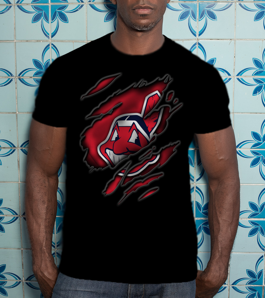 Torn Cleveland Indians Chief Wahoo T-Shirt