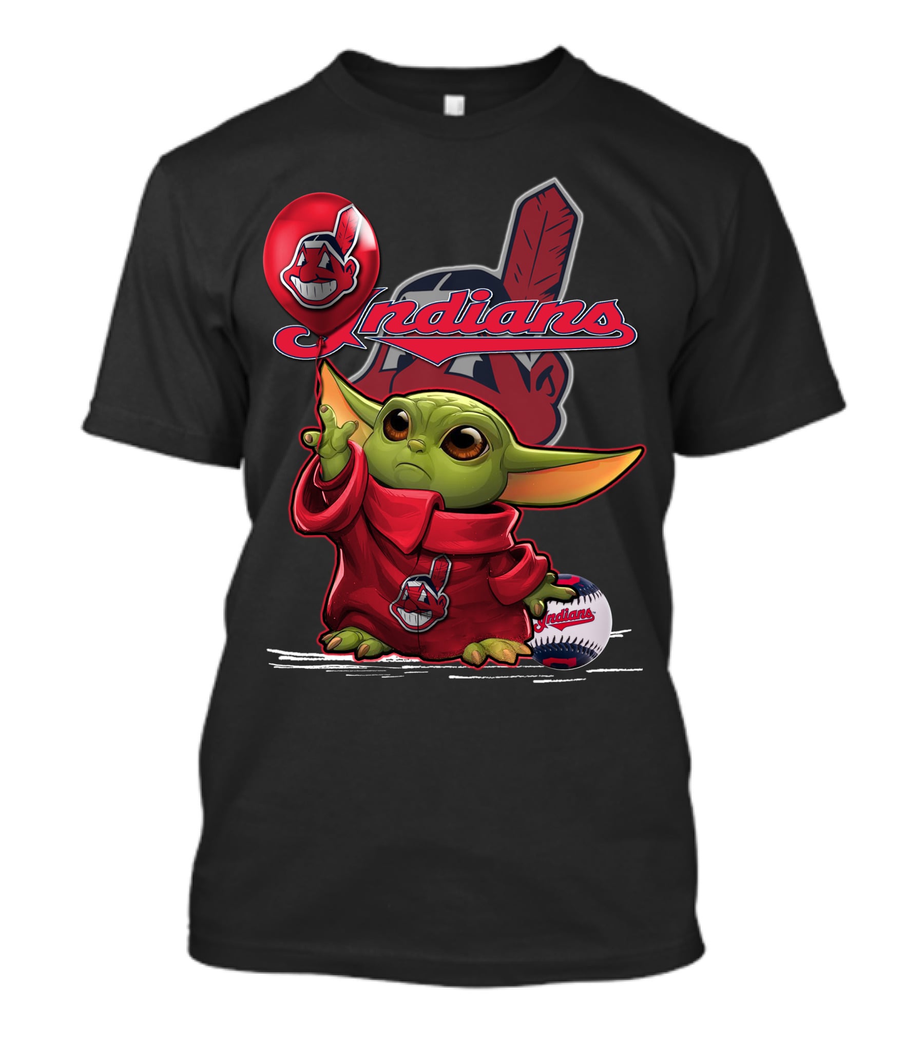 Yoda Indians Balloon With Baseball T-Shirt