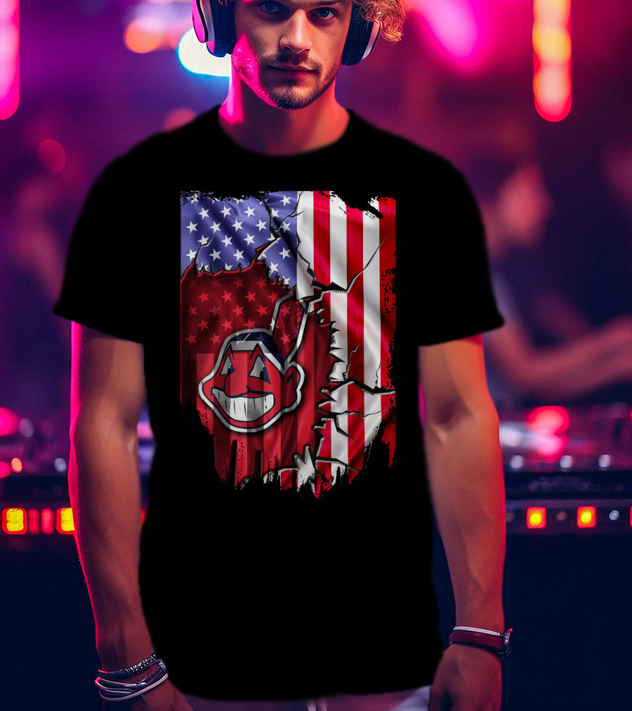 American Flag Cleveland Indians Iconic T-Shirt