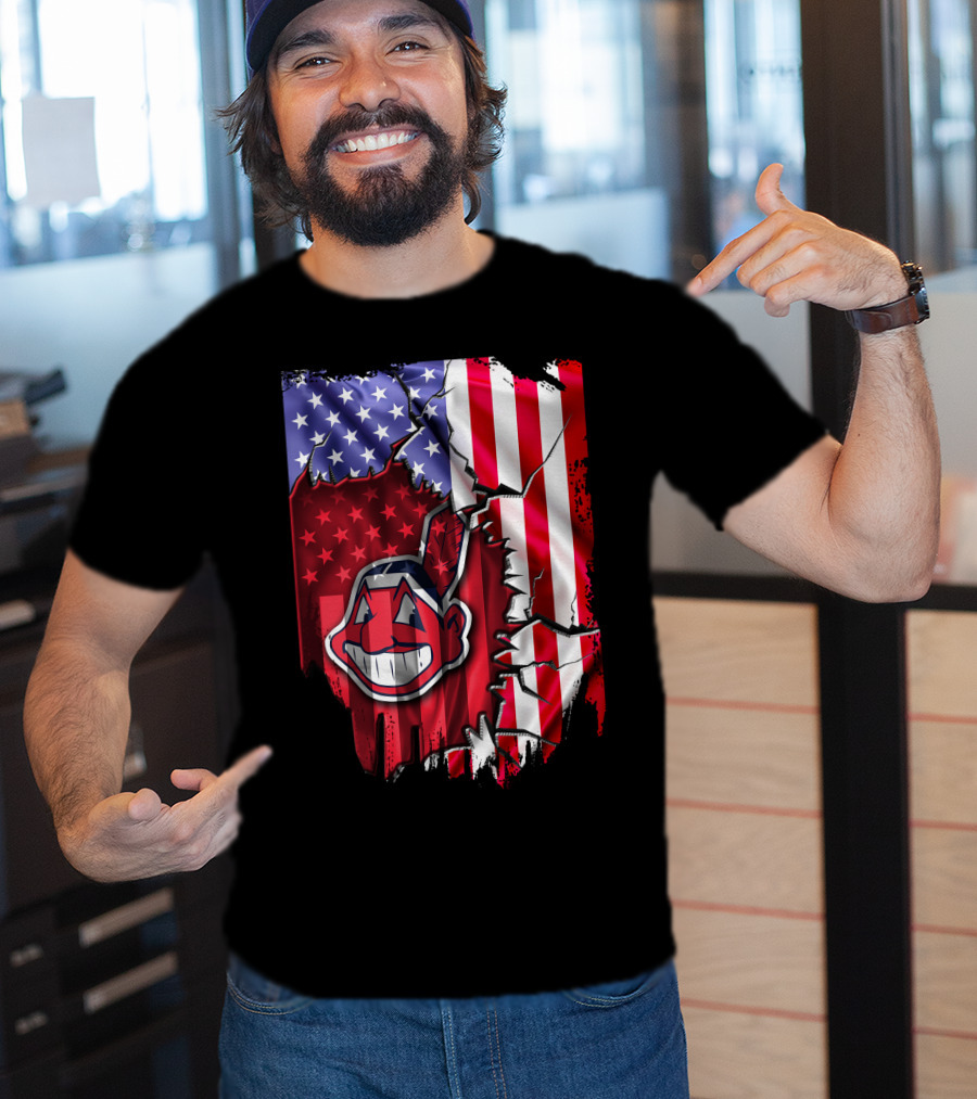 American Flag Cleveland Indians Iconic T-Shirt