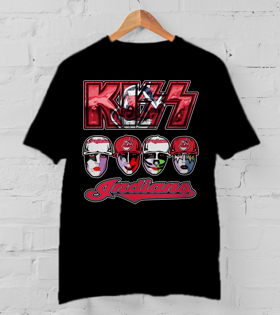 Kiss Cleveland Indians Face Paint Baseball Team T-Shirt