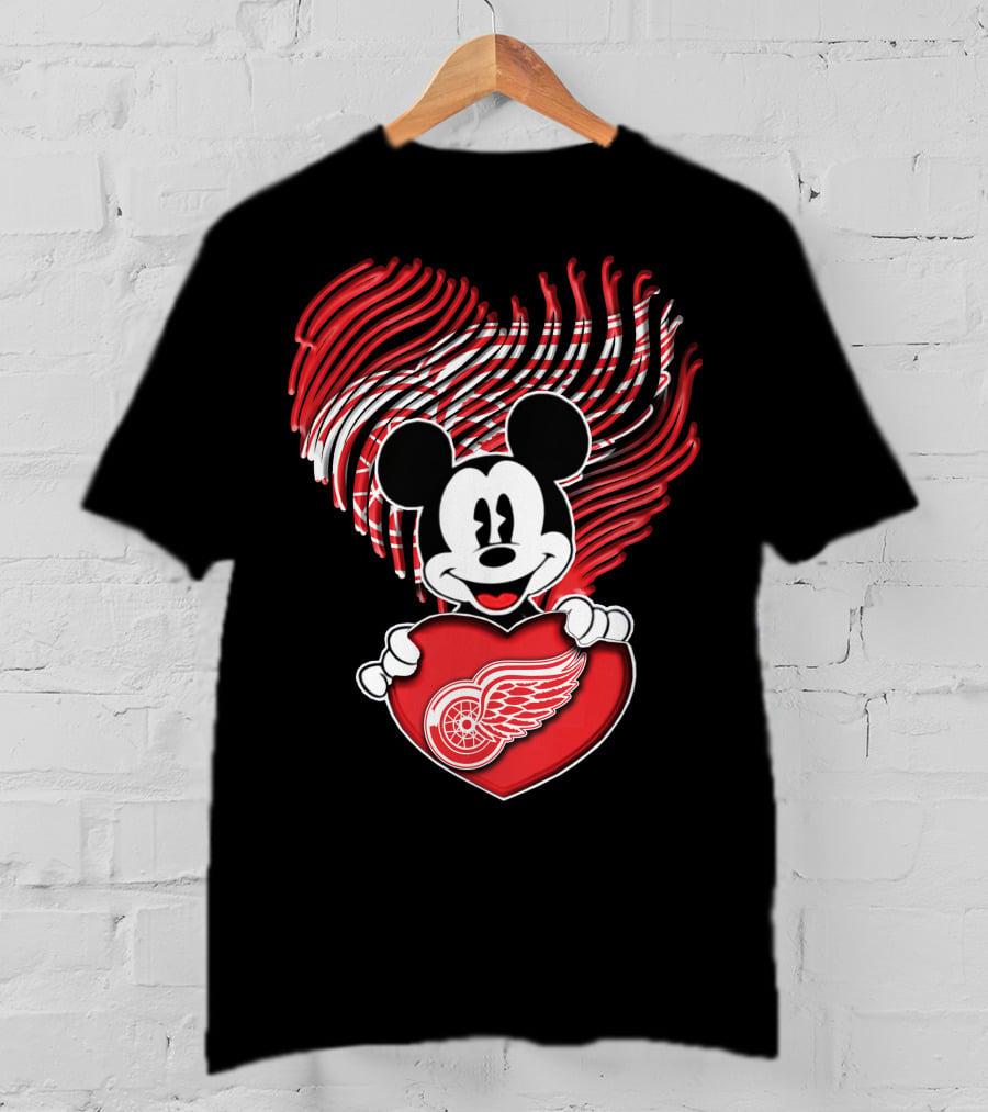 Mick Heart Holding Detroit Red Wings Fingerprint T-Shirt
