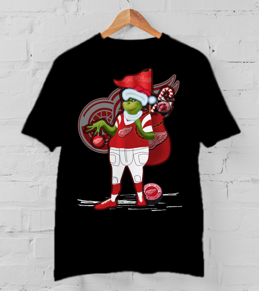 Grinchxmas Red Wings Hockey Holiday Crossover Detroit Wear T-Shirt