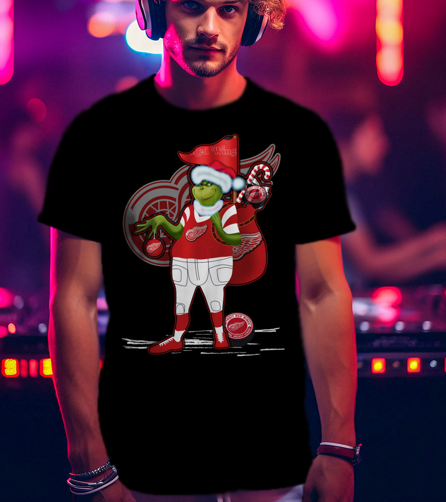 Grinchxmas Red Wings Hockey Holiday Crossover Detroit Wear T-Shirt