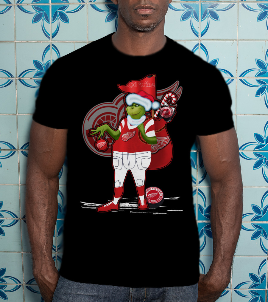 Grinchxmas Red Wings Hockey Holiday Crossover Detroit Wear T-Shirt