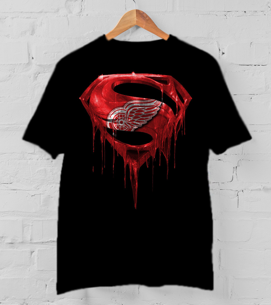 Detroit Red Wings Dripping Superman T-Shirt