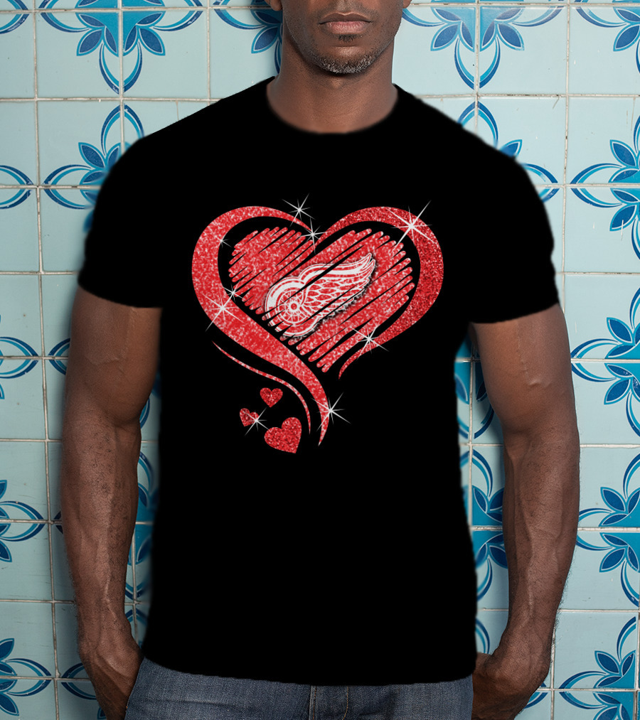 Heart Diamond Glitter Detroit Red Wings T-Shirt