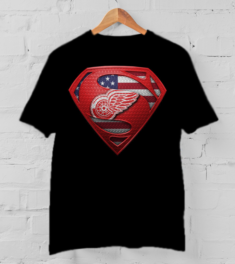 Detroit Red Wings American Flag Superman T-Shirt